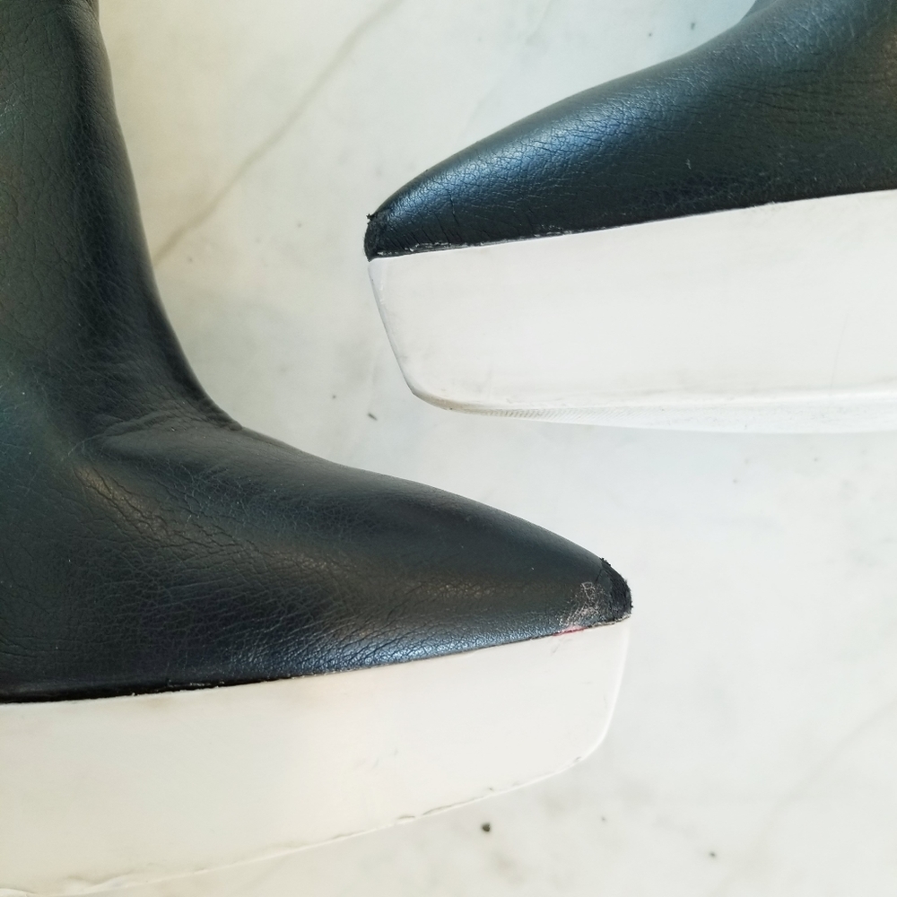 Stella McCartney Women's Black Ankle Boots Leather Mid-Calf Platform Designer 6 - Picture 14 of 16